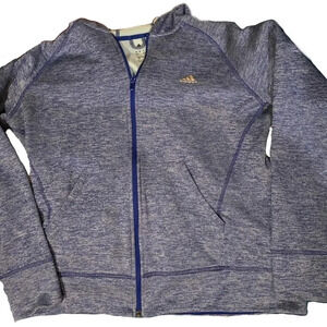 ADIDAS, Size L, Blue Athletic Zip-up Hoodie